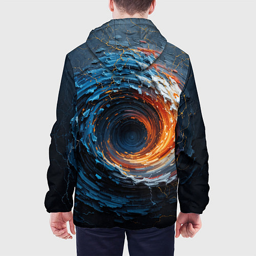 Мужская куртка Краска синяя и оранжевая в форме вихря / 3D-Белый – фото 4
