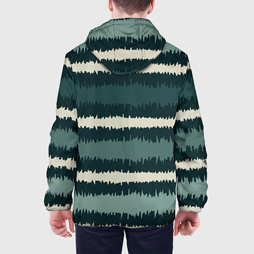 Мужская куртка Полосы зигзагообразные зеленые / 3D-Белый – фото 4