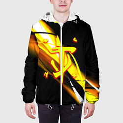 Куртка с капюшоном мужская Doom геометрия из полос, цвет: 3D-белый — фото 2