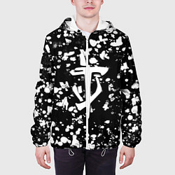 Куртка с капюшоном мужская Дум белые брызги красок, цвет: 3D-белый — фото 2