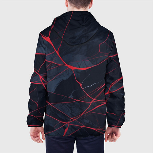 Мужская куртка Мраморные узоры из переплетений красных линий / 3D-Белый – фото 4