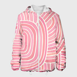 Куртка с капюшоном мужская Абстрактный узор розовый, цвет: 3D-белый