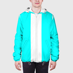 Куртка с капюшоном мужская Color blue and white, цвет: 3D-белый — фото 2