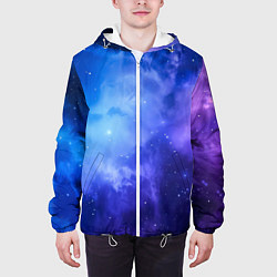 Куртка с капюшоном мужская Неоновый яркий космос, цвет: 3D-белый — фото 2