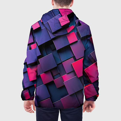 Мужская куртка Неоновые квадраты / 3D-Белый – фото 4