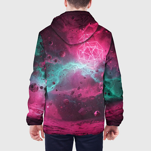 Мужская куртка Космическая абстракция с геометрическими фигурами / 3D-Белый – фото 4
