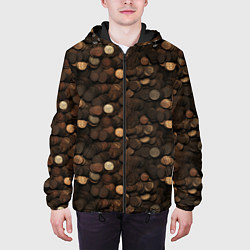 Куртка с капюшоном мужская Монеты - паттерн, цвет: 3D-черный — фото 2