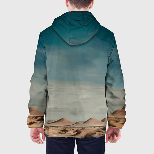 Мужская куртка Задумчивый слон: пустыня / 3D-Белый – фото 4