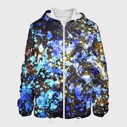 Мужская куртка Абстракция - blue and white spots on a dark backgr