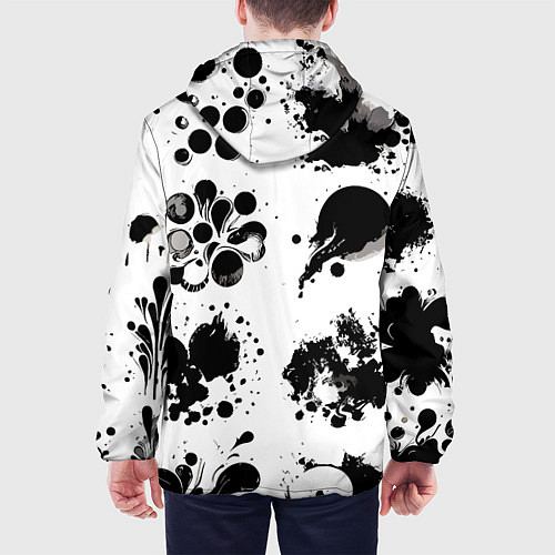 Мужская куртка Чёрно-белые кляксы - абстракция / 3D-Белый – фото 4