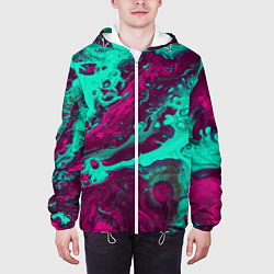 Куртка с капюшоном мужская Абстракция мрамор, цвет: 3D-белый — фото 2