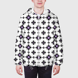 Куртка с капюшоном мужская Абстрактный геометрический орнамент, цвет: 3D-белый — фото 2