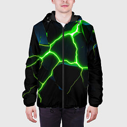 Куртка с капюшоном мужская Green split, цвет: 3D-черный — фото 2