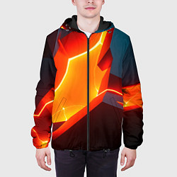 Куртка с капюшоном мужская Neon orange, цвет: 3D-черный — фото 2