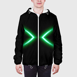 Куртка с капюшоном мужская Neon green lines, цвет: 3D-белый — фото 2