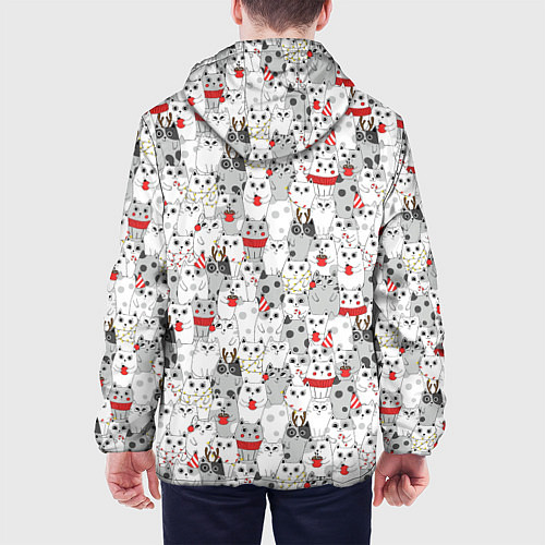Мужская куртка Новогодние котики / 3D-Белый – фото 4