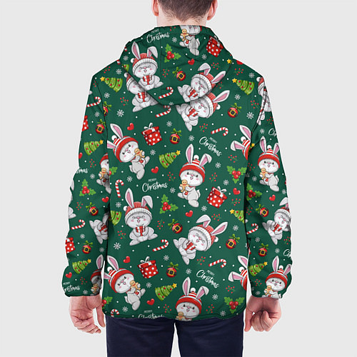 Мужская куртка Новогодние зайчики / 3D-Белый – фото 4