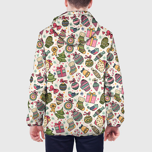 Мужская куртка Новогодний паттерн / 3D-Белый – фото 4
