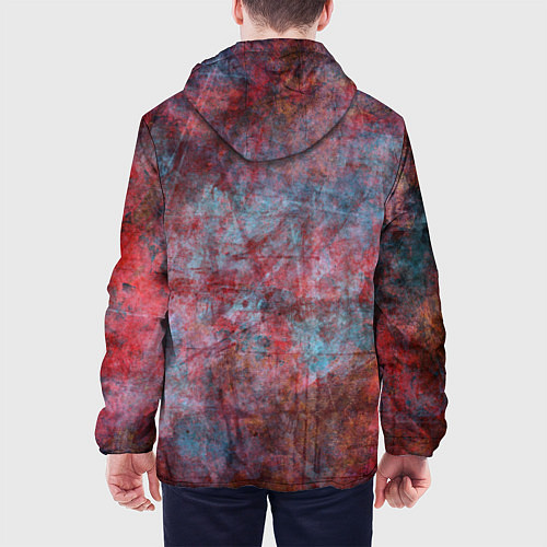 Мужская куртка Абстракция - red rust on blue / 3D-Белый – фото 4