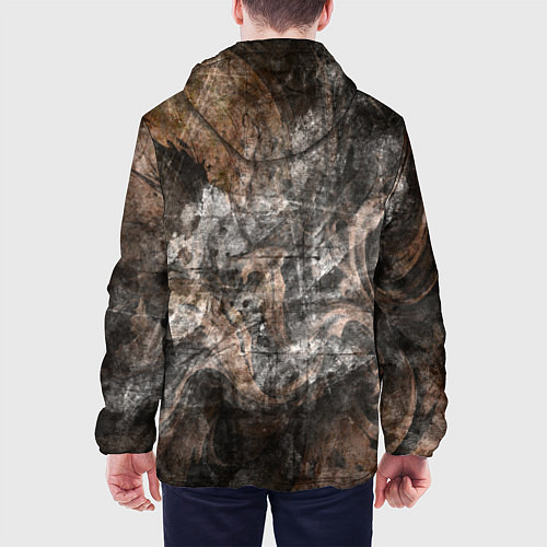 Мужская куртка Абстракция - brown darkness / 3D-Белый – фото 4