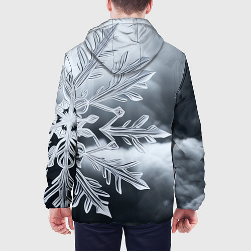 Мужская куртка Снежинка на черно белое / 3D-Белый – фото 4