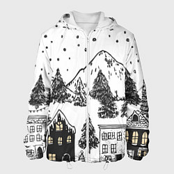 Мужская куртка Заснеженный черно-белый город