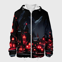 Мужская куртка Новогодняя ночь и красные гирлянды