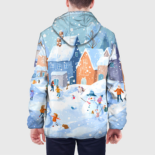 Мужская куртка Предновогодний день во дворе / 3D-Белый – фото 4