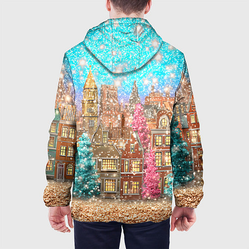 Мужская куртка Новогодний город в блестках / 3D-Белый – фото 4