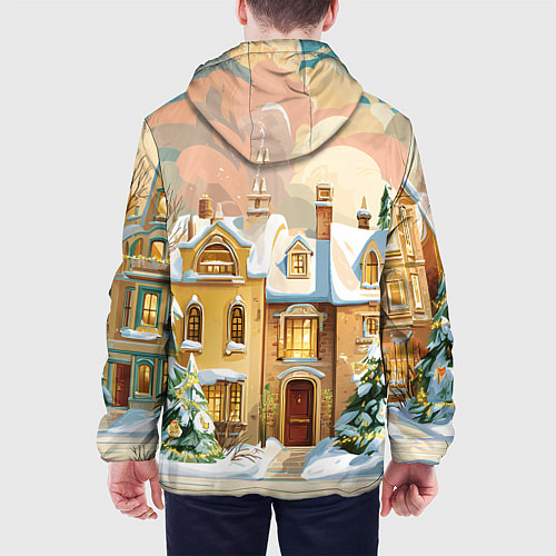 Мужская куртка Новогодний город / 3D-Белый – фото 4