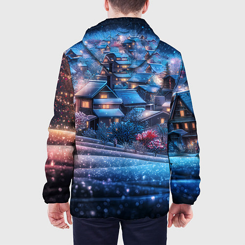 Мужская куртка Новогодний двор в блестках / 3D-Белый – фото 4