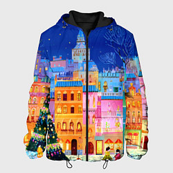 Мужская куртка Разноцветные новогодние домики