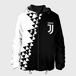 Мужская куртка Juventus черно белая геометрия текстура