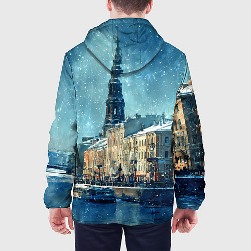 Мужская куртка Снегопад в Санкт-Петербурге / 3D-Белый – фото 4