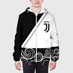 Куртка с капюшоном мужская Ювентус геометрия полосы текстура, цвет: 3D-белый — фото 2