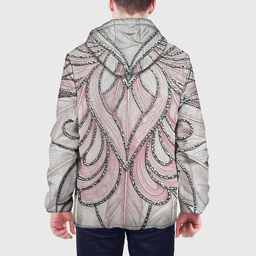 Мужская куртка Нежно розовый орнамент из перьев / 3D-Белый – фото 4