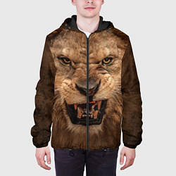 Куртка с капюшоном мужская Взгляд льва, цвет: 3D-черный — фото 2
