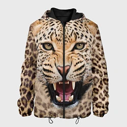 Куртка с капюшоном мужская Взгляд леопарда, цвет: 3D-черный