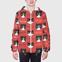 Куртка с капюшоном мужская Meow, цвет: 3D-белый — фото 2