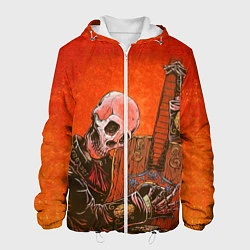 Куртка с капюшоном мужская Скелет с гитарой, цвет: 3D-белый