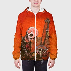 Куртка с капюшоном мужская Скелет с гитарой, цвет: 3D-белый — фото 2