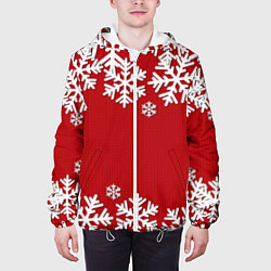 Куртка с капюшоном мужская Снежинки, цвет: 3D-белый — фото 2