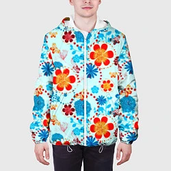 Куртка с капюшоном мужская Цветочная роспись, цвет: 3D-белый — фото 2
