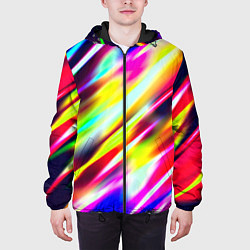 Куртка с капюшоном мужская Цветные блики, цвет: 3D-черный — фото 2