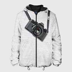 Куртка с капюшоном мужская Фотоаппарат на груди, цвет: 3D-черный