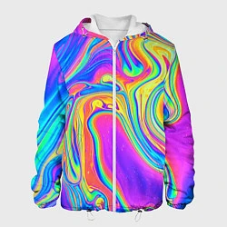 Куртка с капюшоном мужская Цветные разводы, цвет: 3D-белый