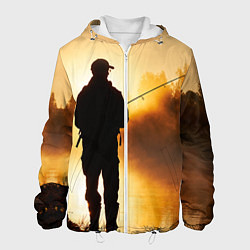 Куртка с капюшоном мужская Вечерний рыбак, цвет: 3D-белый