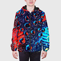 Куртка с капюшоном мужская Капли на стекле, цвет: 3D-черный — фото 2