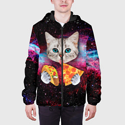 Куртка с капюшоном мужская Кот с едой, цвет: 3D-черный — фото 2
