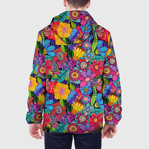 Мужская куртка Яркие цветы / 3D-Белый – фото 4